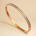 Elegant rose gold H-shaped bangle with full square-cut cubic zirconia insets - Starry Sky Rose Gold Bangle (29-D-11)