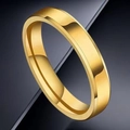 Polished gold finish titanium steel ring with minimalist beveled edges for men - US 7 / 4mm / Gold Double Beveled