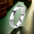 Polished stainless steel band ring with beveled edges on dark green leather background - US 7 / 4mm / Steel Color Double Beveled