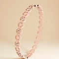 Bracciale a maglie oro rosa lucido con zirconi brillanti e design a cerchio traforato - Bracciale Moneta Color Oro Rosa (39-E-6)