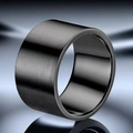 Minimalist 10mm wide black stainless steel ring with brushed texture and polished edges - Size 6 / Black (10mm)