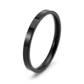 Minimalist 10mm wide black polished stainless steel band ring for men with glossy finish - Size 5 / Black Polished (2mm)