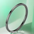 Minimalist 1mm width thin band ring in sleek gun black finish made of durable titanium steel - Size 4 / Black Polished (1mm)