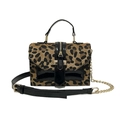 Chic leopard print crossbody bag with black patent leather trim and gold hardware - Leopard Print