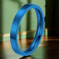 Polished blue stainless steel 10mm wide ring for men with minimalist mirror finish - Size 6 / Blue Polished (4mm)