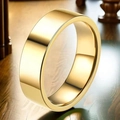 Polished 10mm wide gold stainless steel band ring with a mirror finish for men - Size 6 / 6mm Width / Gold