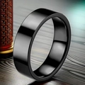Polished 10mm wide black stainless steel ring with a smooth glossy minimalist finish - Size 6 / 6mm Width / Black