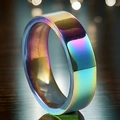 Rainbow gradient 10mm wide stainless steel ring with iridescent finish for men - Size 6 / 6mm Width / Colorful