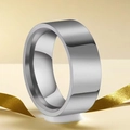 Polished silver stainless steel 10mm wide band ring for men with mirror finish - Size 6 / Silver Polished (8mm)