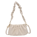 Borsa a nuvola plissettata beige chic con texture lucida e tracolle regolabili - Bianco
