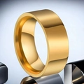Polished 10mm wide gold stainless steel band ring for men with mirror finish - Size 6 / Gold Polished (8mm)