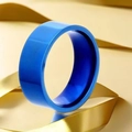 10mm wide dark blue high-gloss stainless steel ring with a polished minimalist finish - Size 6 / Blue (8mm)