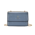Elegante borsa a tracolla blu nebbia con logo cervo dorato e catena metallica - Blu