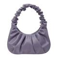 Borsa baguette nuvola viola scuro con pieghe testurizzate e tracolla coordinata - Viola