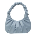 Borsa a nuvola chic in pelle PU blu nebbia con manico arricciato dal design minimal - Blu