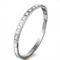 Dettaglio di un bracciale in acciaio inossidabile argento con cristalli rettangolari - Argento (39B-A-9 Bracciale in Zircone Color Acciaio)