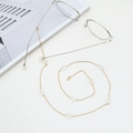 Catenina per occhiali dorata con perle di cristallo sfaccettate da 10mm e perle vere - Stile Perla di Cristallo Oro (GA073)
