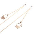 Gold non-slip eyewear chain with hollow palm pendants and silicone loops for glasses - Gold