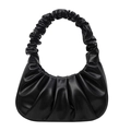 Borsa a mano nera minimalista a nuvola con manico increspato in ecopelle opaca - Nero