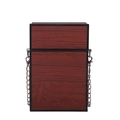Vertical small square crossbody bag with brown wood grain pattern and silver chain - Brown