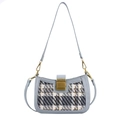 Borsa in ecopelle azzurra con pannello in tweed testurizzato e fibbia in metallo dorato - Azzurro