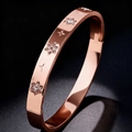 Bracciale in acciaio inossidabile oro rosa con stelle vuote e cristalli incastonati - Oro Rosa (39乙-C-3)