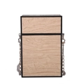 Vertical rectangular wood grain box bag with black frame and silver chain strap - Khaki