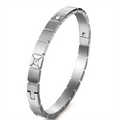 Dettaglio del bracciale in acciaio inossidabile argento con maglie quadrate e zircone - Colore Acciaio (39B-B-8)