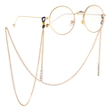 Gold round metal glasses with decorative rhinestone non-slip chain fashion accessory - Rhinestone Pendant / Gold