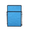 Electric blue wood-grain textured rectangular box bag with silver metal chain strap - Blue