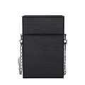 Structured black wood grain box bag featuring silver chain strap and minimalist design - Black