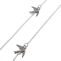 Silver swallow pendant glasses chain with vintage metal texture on white background - Swallow Pendant Style / Silver