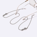Handmade silver metal glasses chain with heart and arrow charms and silicone loops - Arrow Through Heart (GL047) / Silver