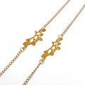 Anti-slip gold metal eyewear chain featuring elegant branch and leaf pendants - Hollow Leaf Gold Style (GL038)
