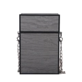 Vertical square box bag with gray wood grain texture and chunky silver chain strap - Gray
