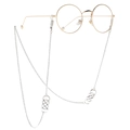 Silver infinity metal eyewear chain with vintage gold round glasses on white backdrop - Silver Infinity Symbol Style (GL044) / Silver
