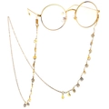 Goldene Mode Brillenkette mit Smiley Anhängern und Quasten für Ihre Brille - Gold