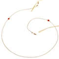 Minimalist gold metal eyeglass chain with decorative red beads and silicone loops - Gold With Red Beads (GL106)