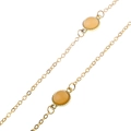 Modieuze gouden brillenketting met oranje kralen en fijne metalen schakels - Goud