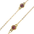 Catenina per occhiali dorata con pendenti in cristallo rosa e montature vintage - Oro con Strass Magenta (GL097)