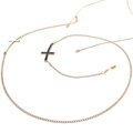Golden metal glasses chain with black and white cross pendants and non-slip rubber ends - Gold (Black and White Cross Pendant)