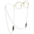 Cadena plateada artesanal para gafas con dijes de flores y gafas de sol vintage - Plateado