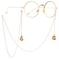 Cadena dorada antideslizante para gafas con colgante de concha y elegante perla - Oro Concha Perla