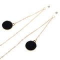 Catenina per occhiali dorata con pompon neri e anelli in gomma antiscivolo - Stile Palla di Pelo Nera Dorata (GL008)