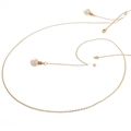Catenina per occhiali in metallo dorato con perle bianche e gommini antiscivolo - Oro / Stile Perla d'imitazione