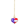 Golden heart pendant chain featuring a flag design with stars and stripes pattern - US Flag Heart Style