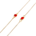 Golden non-slip glasses chain featuring red rhinestone charms and metal link design - Gold with Red Stone