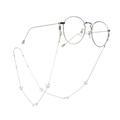 Gafas redondas de metal plateado con cadena de cuentas de cristal hecha a mano - Estilo de Perla de Cristal Color Plata AB