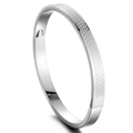 Dettaglio del bracciale in acciaio inossidabile argento con trame a forma di ventaglio - Color Acciaio
