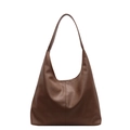 Retro bruine schoudertas van leer met lychee textuur en grote capaciteit voor dames - Khaki